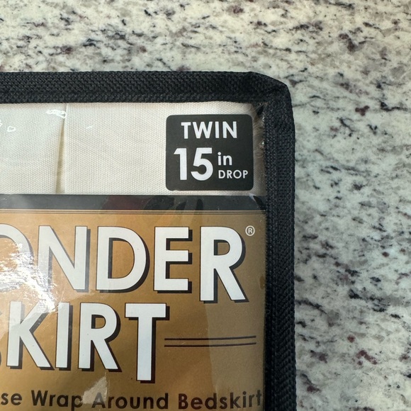 TWIN WONDER SKIRT BED SKIRT EASY ON IVORY 15” DROP SPLIT CORNER DESIGN NIP - Picture 2 of 5